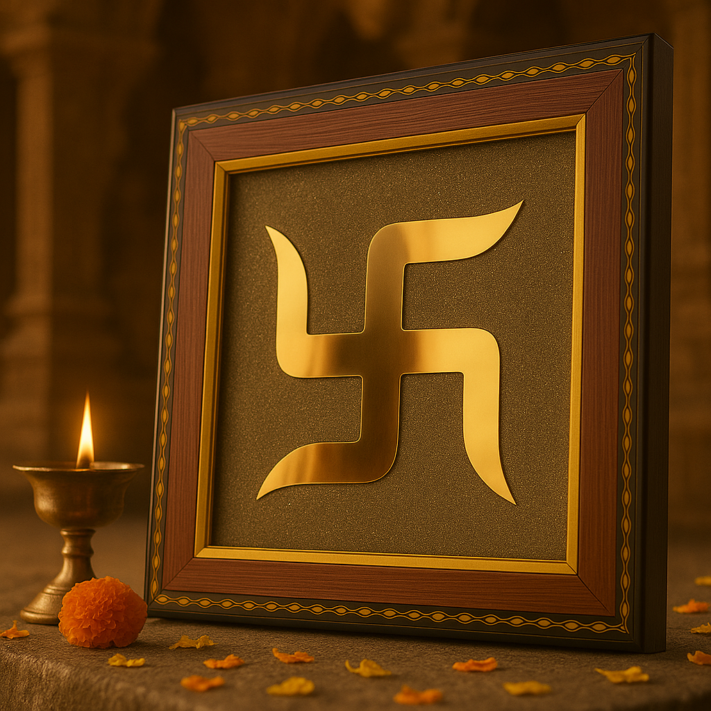Sacred Swastik On Pyrite Frame