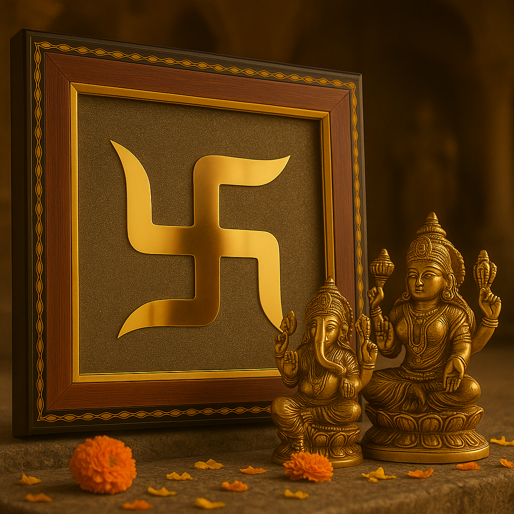 Sacred Swastik On Pyrite Frame
