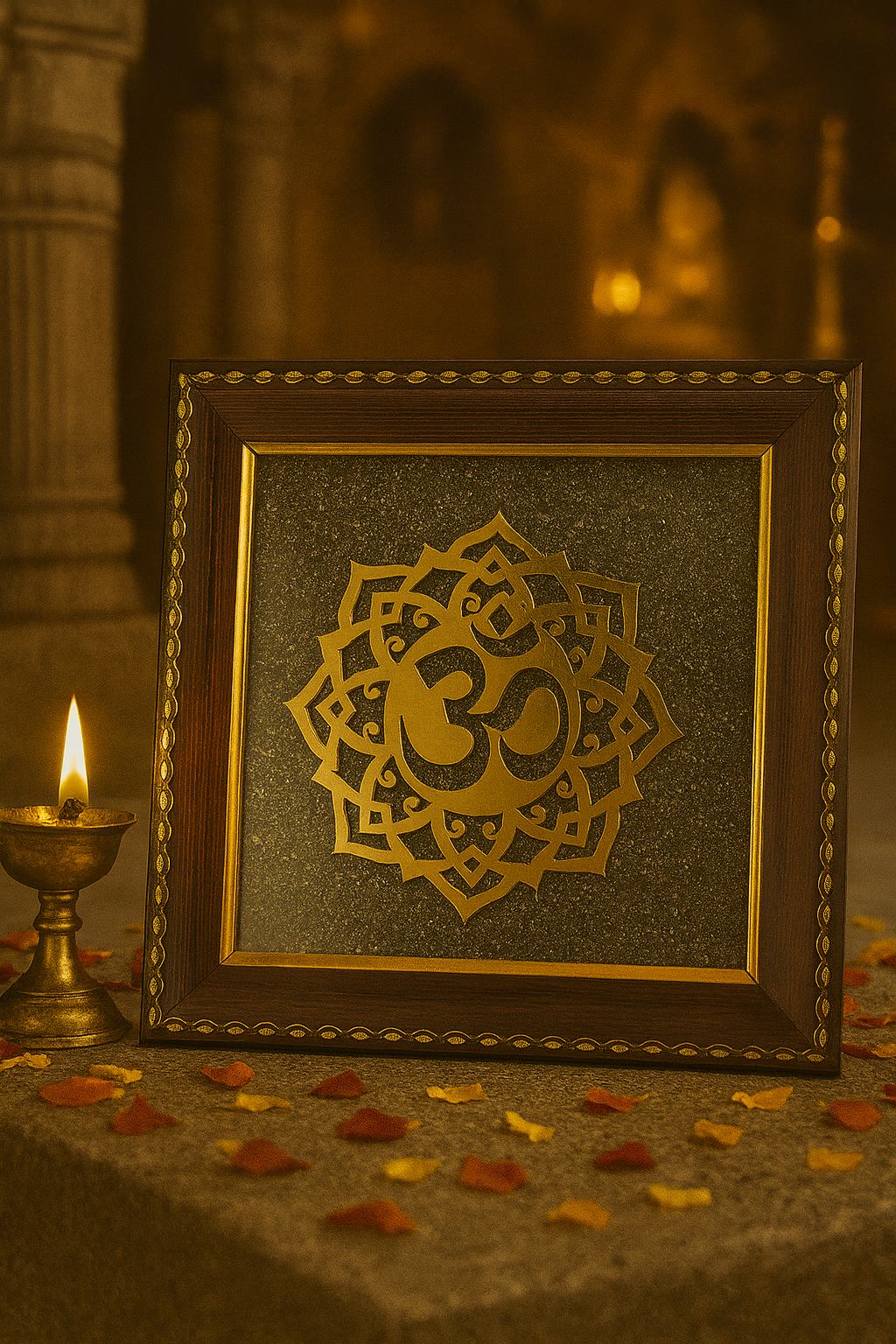 Sacred OM On Pyrite Frame