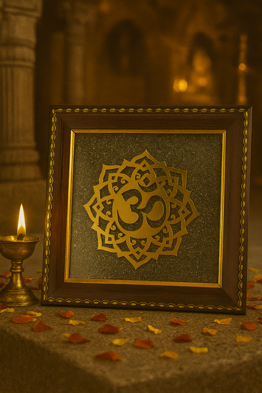 Sacred OM On Pyrite Frame