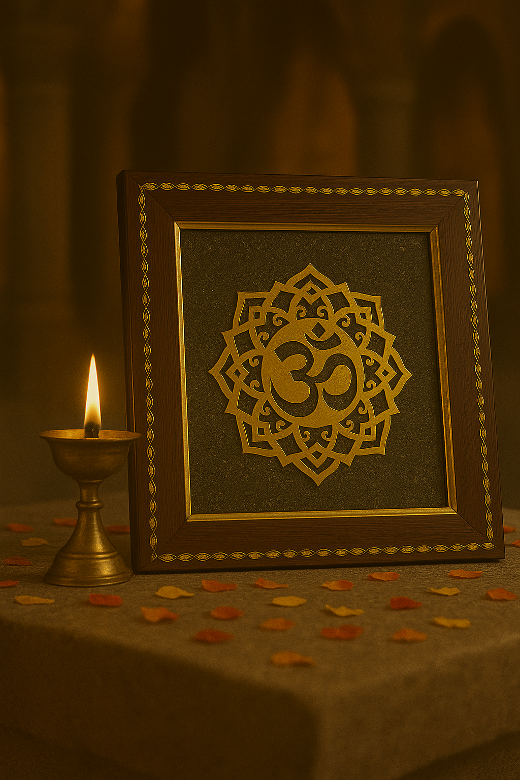 Sacred OM On Pyrite Frame