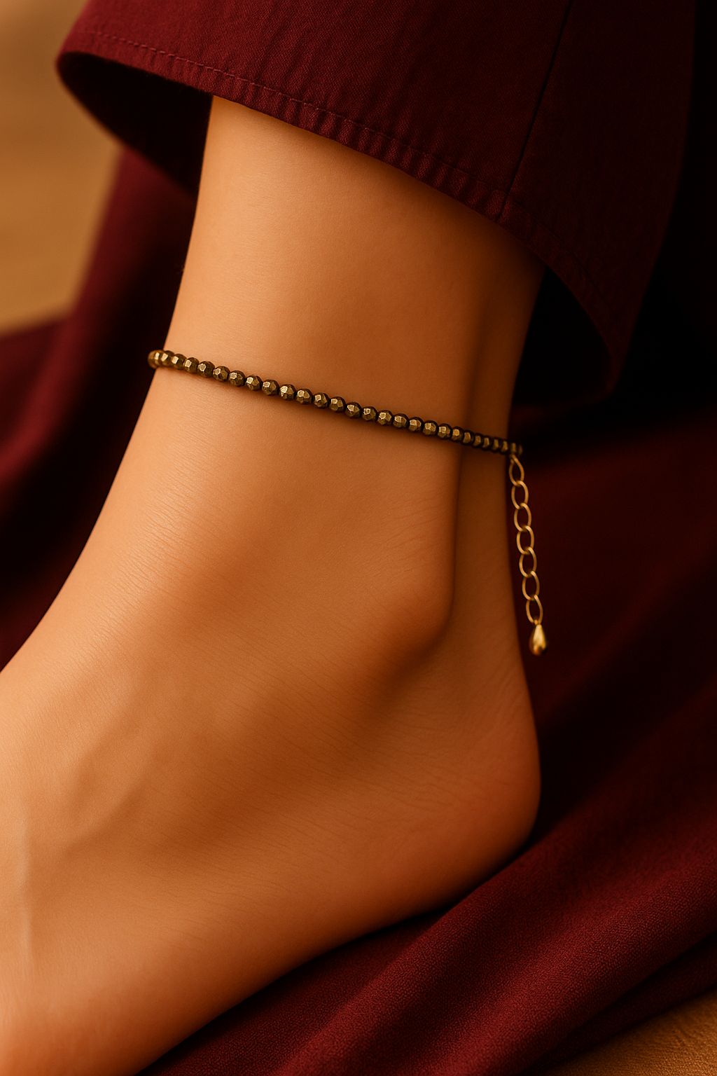 Maa Lakshmi Siddh Raw Pyrite Anklet