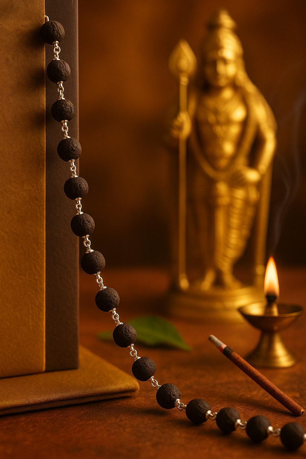 Karungali Malai Silver Cap Plated Necklace with Certification - 108 Beads