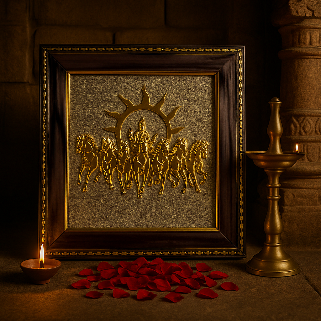 7 Horses on Raw Pyrite Frame