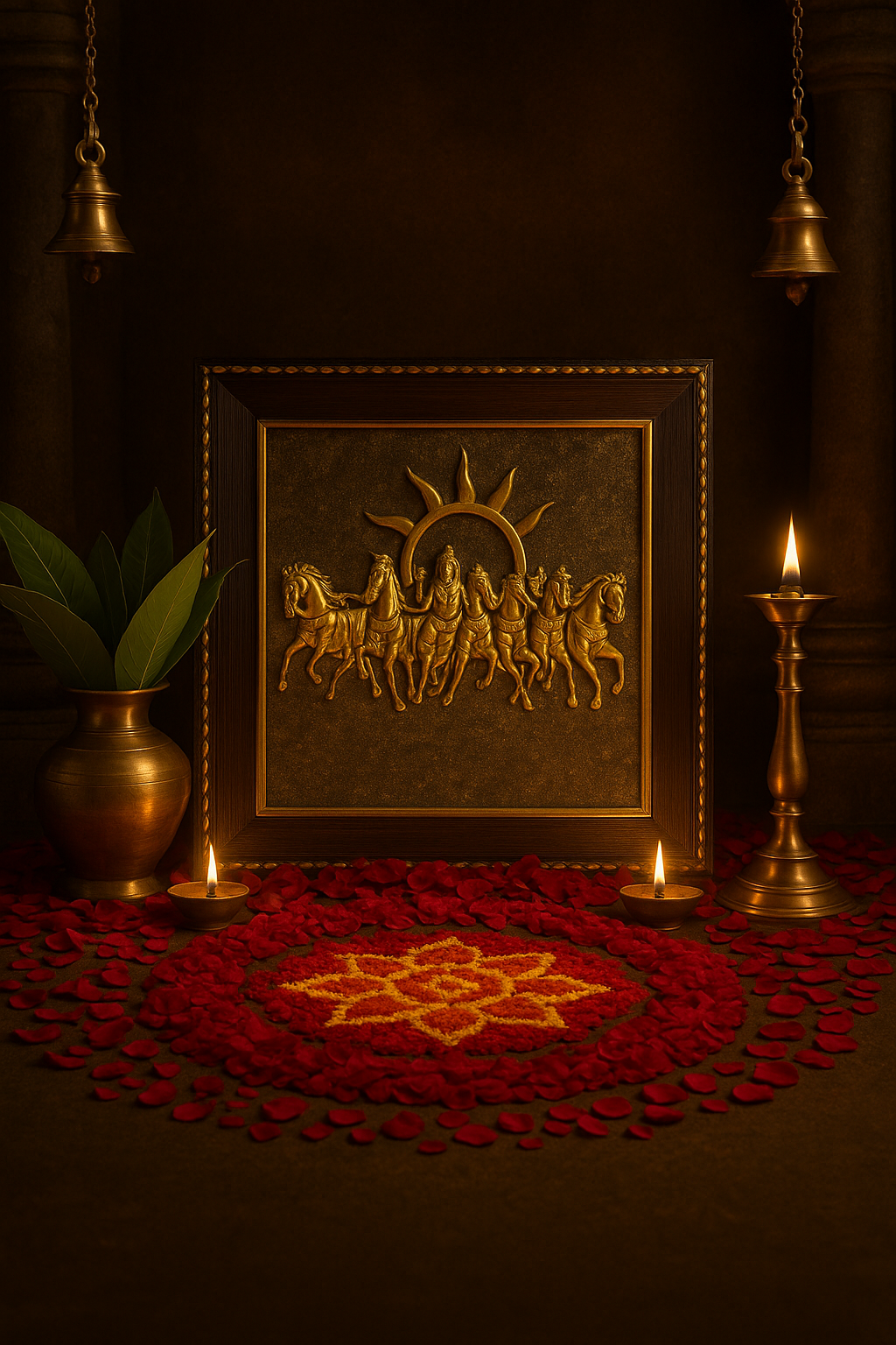 7 Horses on Raw Pyrite Frame