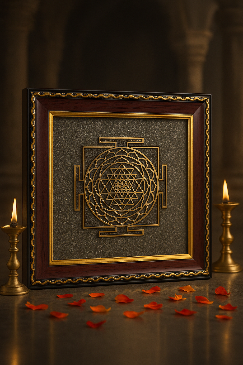 Sri Yantra On Pyrite Frame