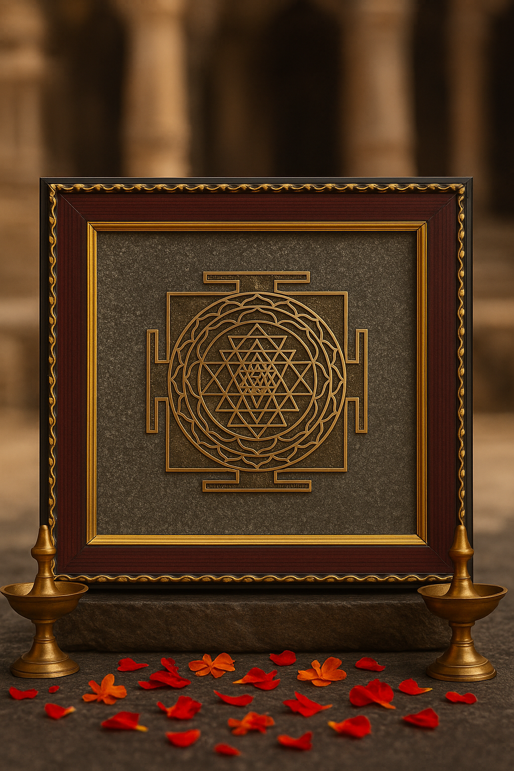 Sri Yantra On Pyrite Frame